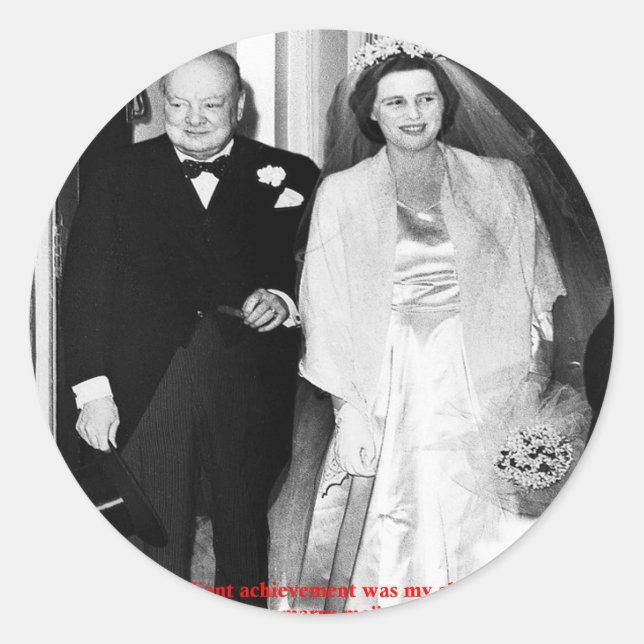 Churchill & Famous Marriage Quote Runder Aufkleber (Vorderseite)