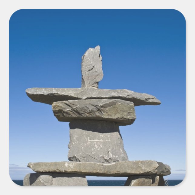Churchill, Manitoba. Inukshuk Quadratischer Aufkleber (Vorderseite)