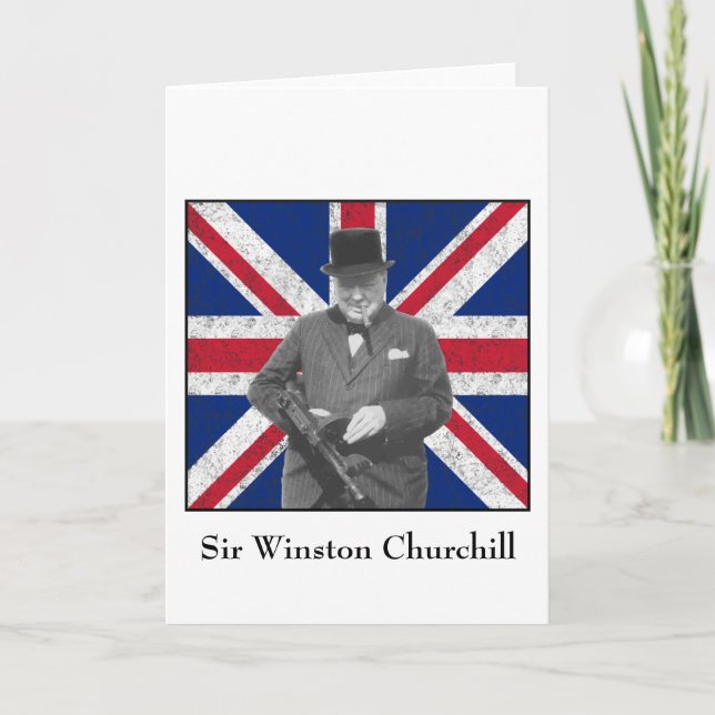 Churchill Posing mit der britischen Flagge Karte (Vorderseite)