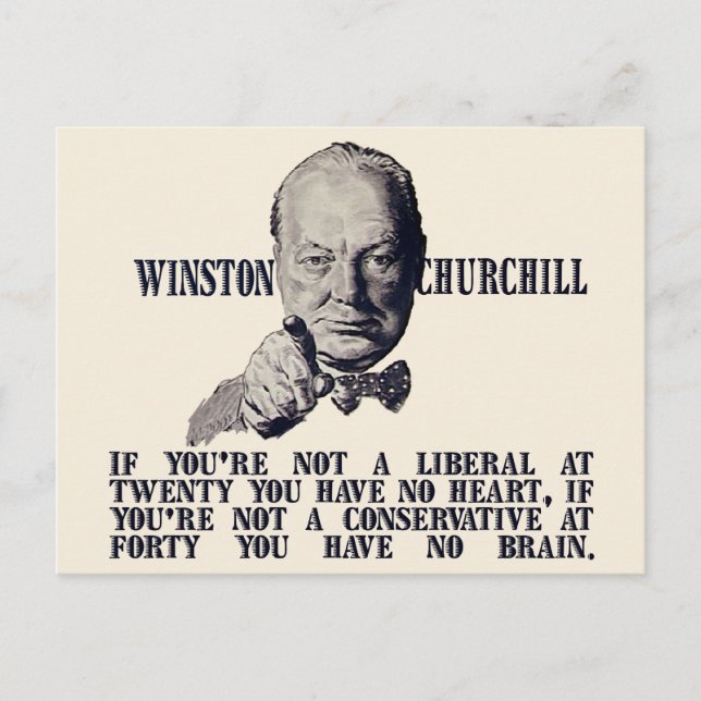 Churchill über die Konservativen und Liberalen Postkarte (Vorderseite)
