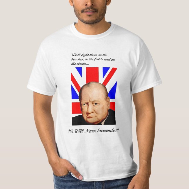 Churchill übergeben nie grundlegenden T - Shirt (Vorderseite)