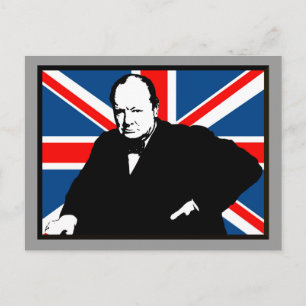 Churchill und Union Jack Postkarte