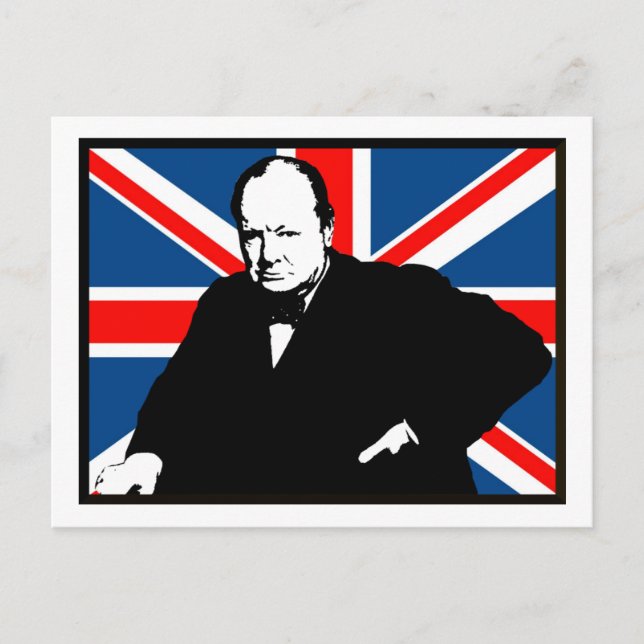 Churchill und Union Jack Postkarte (Vorderseite)