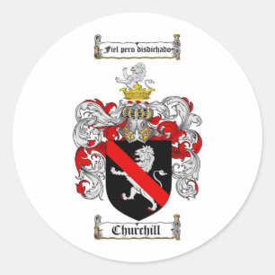 CHURCHILLES FAMILIENWAPPEN - KIRCHILENMUSTER RUNDER AUFKLEBER