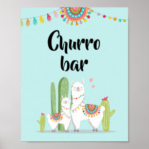 Churro Bar Snack Fiesta Llama Babydusche Zeichen Poster