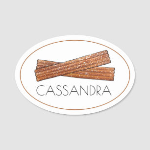 Churro Fried Teig Konditorei Koch Bäckerei Spanisc Namensschild