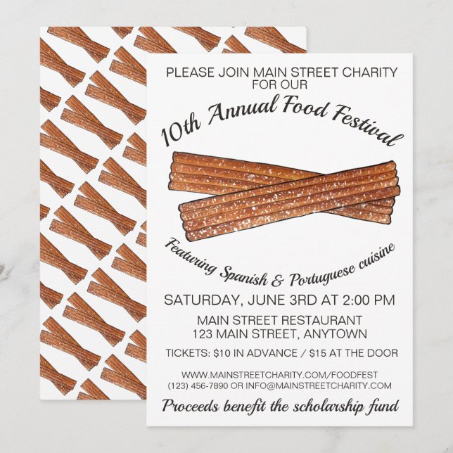 Churro Spanisch Portugiesisches Churros Einladung (Vorne/Hinten)