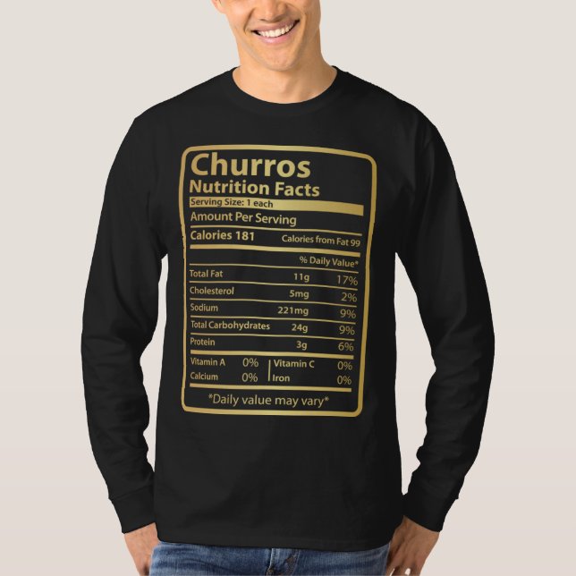 Churros Nutrition Facts  Food for Thanksgiving T-Shirt (Vorderseite)