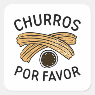 Churros Por Favor Quadratischer Aufkleber