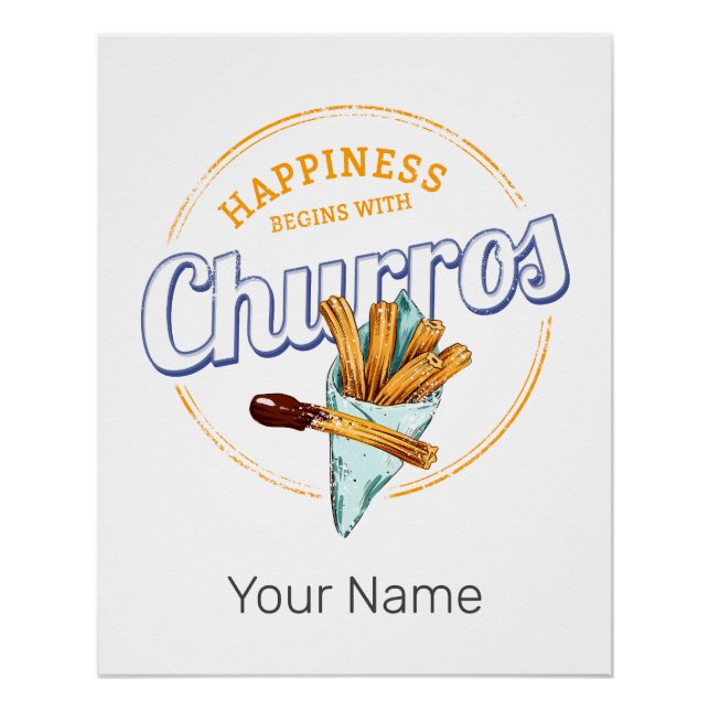 Churros Snack Vintag Dessert Retro Street Food Poster (Vorderseite)