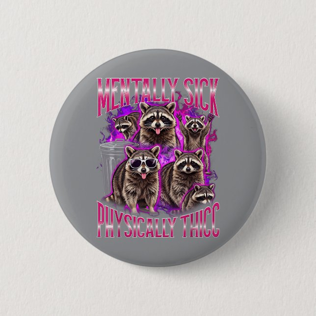 Chusband Waschbär Waschbär Meme Bootleg Illustrati Button (Vorderseite)