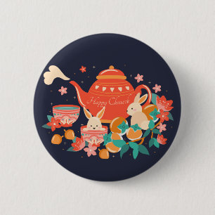 Chuseok Mitte Herbst Festival Moon and Stars Button