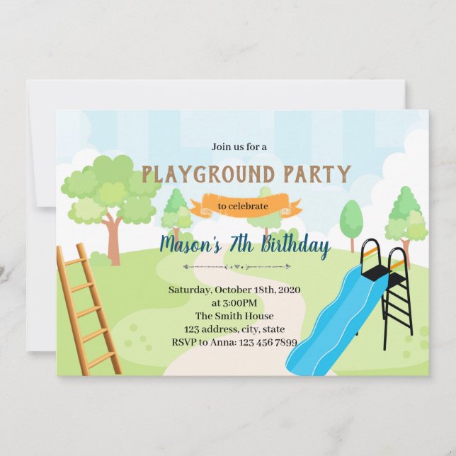 Chutes und Geburtstagsthema Einladung (Vorderseite)