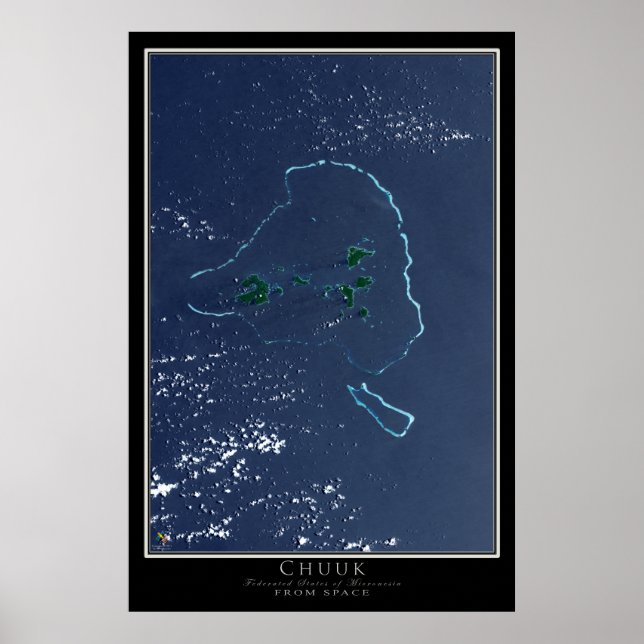 Chuuk Truk Lagoon Micronesia Satellitenkarte Poster (Vorne)