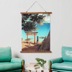 Chuzenji Temple am Utagahama Beach Kawase Hasui Wandteppich Mit Holzrahmen