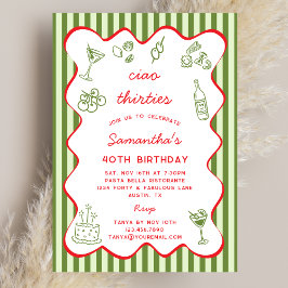 Ciao 30s Italian Pasta Dinner 40th Birthday Party  Einladung