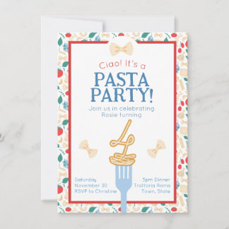 Ciao 4. Geburtstag Pasta Party Italienischer Bow E Einladung