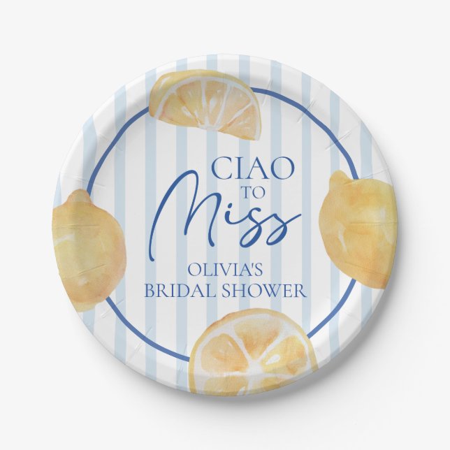 Ciao an Fräulein Lemon Brautparty Pappteller (Vorderseite)