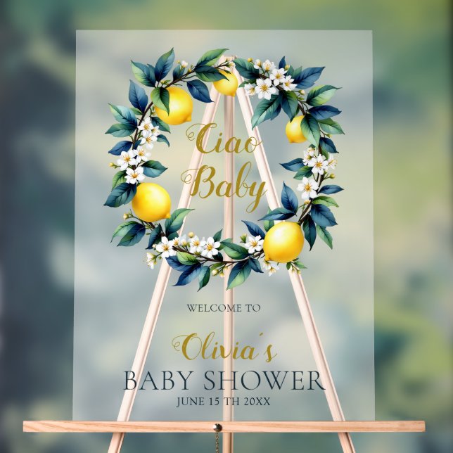 Ciao Baby Amalfi Lemon Wreath Acrylic Welcome Sign Acrylschild (Neutral)