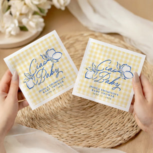 Ciao Baby Amalfi Zitronen Blau und Gelb Baby Showe Serviette