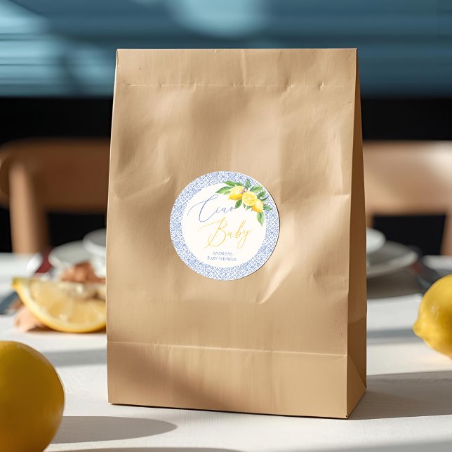 Ciao Baby Bambino Lemon Italienische Babydusche Runder Aufkleber (Von Creator hochgeladen)