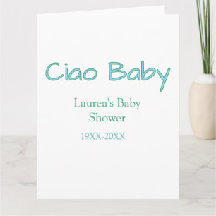 ciao baby blau grün pastell baby shower name datum karte
