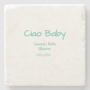 ciao baby blau grün pastell baby shower name datum steinuntersetzer