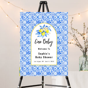 Ciao Baby, Blaue Fliesen und Zitronen Baby Willkom Poster