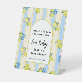 Ciao Baby, blaue Fliesen und Zitronen nach Maß Sockelschild