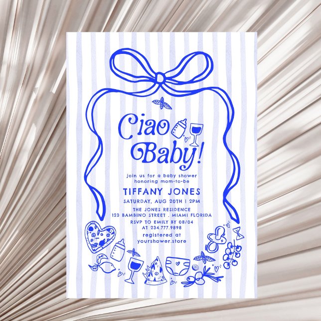 Ciao Baby Blue Italian Lemons Baby Dusche Einladung (Von Creator hochgeladen)