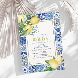 Ciao Baby Blue Tile Citrus Lemon Babydusche Einladung