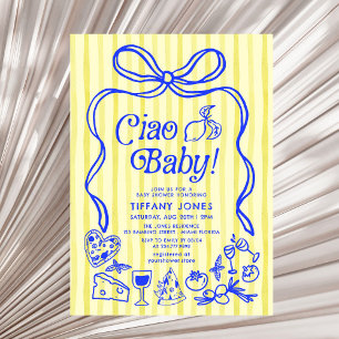 Ciao Baby Blue Yellow Italian Lemons Baby Dusche Einladung