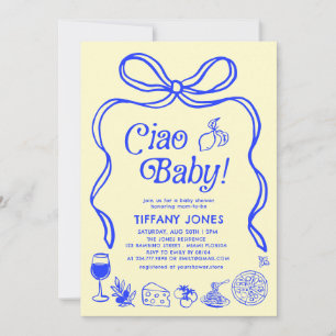 Ciao Baby Blue Yellow Italian Lemons Baby Dusche Einladung