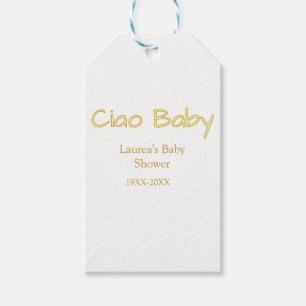 ciao baby gelb gold pastell baby shower name datum geschenkanhänger