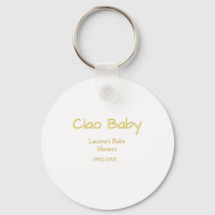 ciao baby gelb gold pastell baby shower name datum schlüsselanhänger