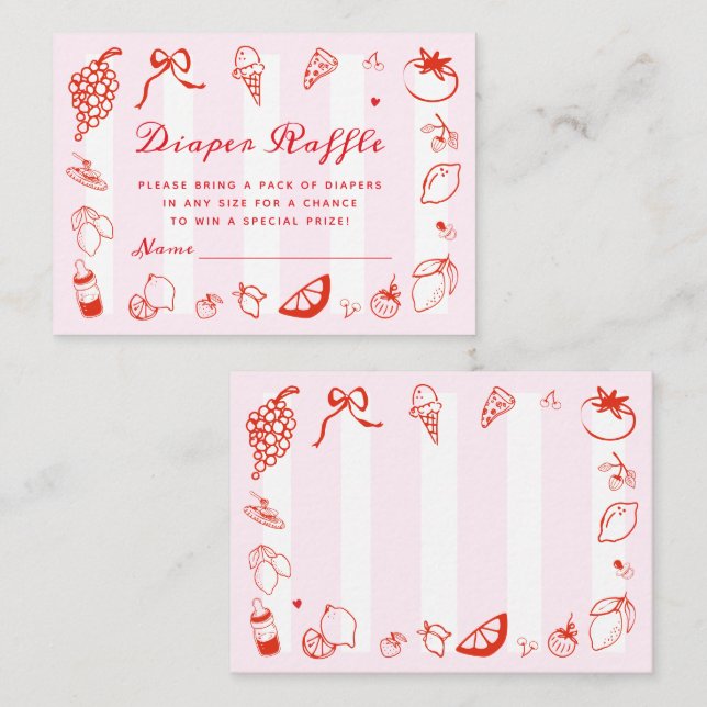 Ciao Baby Italian Baby Showdusche Windeln Raffle Begleitkarte (Vorne/Hinten)