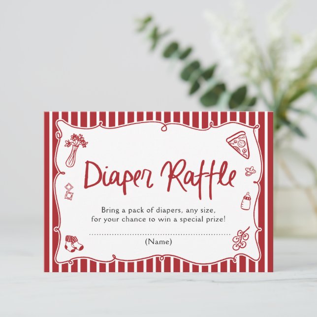 Ciao Baby Italian Baby Shower Diaper Raffle Game Einladung (Stehend Vorderseite)