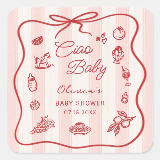 Ciao Baby Italian Lemon Baby Shower Sticker (Vorderseite)