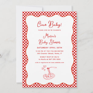 Ciao Baby! Italienische Babydusche Red Checkered P Einladung