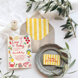 Ciao Baby Italienische Babyparty Pink Rot Italieni Einladung