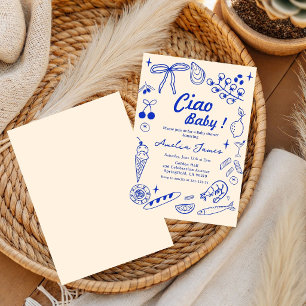 Ciao Baby Italienische Handgezeichnete Doodle-Baby Einladung