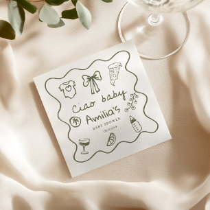 Ciao Baby Italienische Pizza Doodle Baby Shower Se Serviette