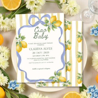 Ciao Baby Italienischer Sommer Zitrus Lemone Baby  Einladung