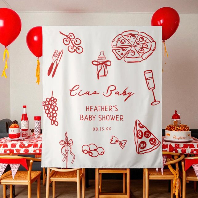 Ciao Baby Italy Pizza Baby Showbanner Wandteppich (Von Creator hochgeladen)