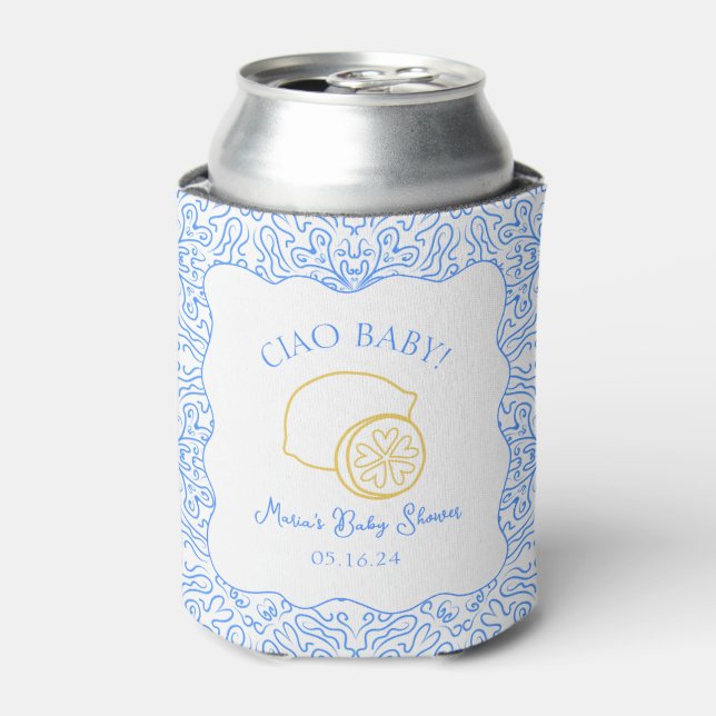 Ciao Baby! Lemon Blue Italian Baby Dusche Dosenkühler (Kanne Vorderseite)