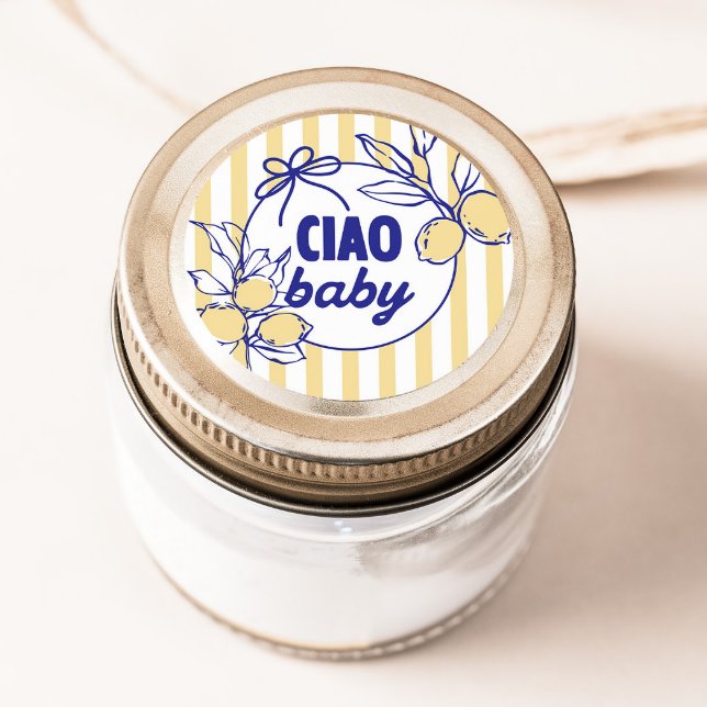 CIAO BABY Lemon Mediterranes Amalfi Runder Aufkleber (Von Creator hochgeladen)
