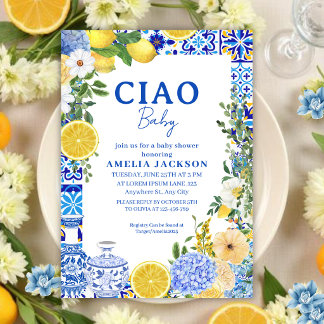 Ciao Baby Lemon Sommer Mediterranean Baby Shower Einladung