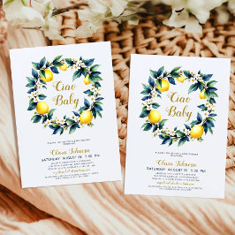 Ciao Baby Lemon Wreath Amalfi Citrus Baby Shower  Einladung