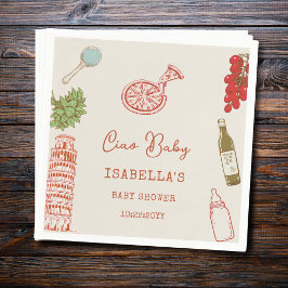 Ciao Baby Line Art Italian Pizza Baby Shower Serviette