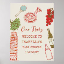 Ciao Baby Line Art Italienische Pizza Baby Shower